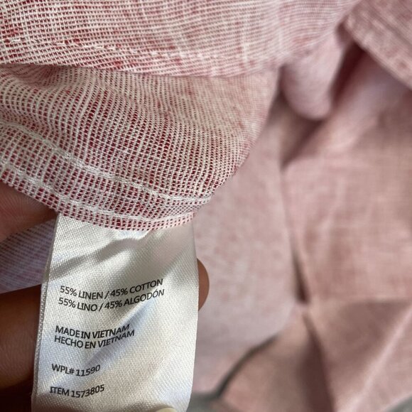 NEW Weatherproof Men's XL Short Sleeve Button-Up Shirt Red Linen Blend - Picture 7 of 9